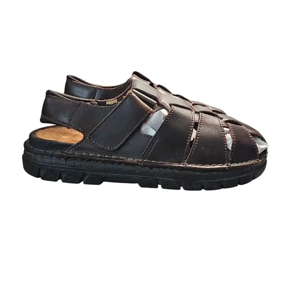 Hunter's Bay Leather Collection Men's Fisherman's Sandals, Brown, Size 11